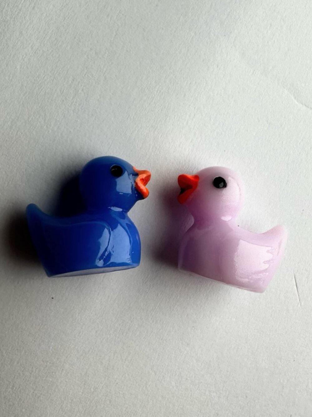 Miniature Glass Duck Figurines Set of 2 Blue and Pink Tiny Collectibles Decor - Picture 3 of 5